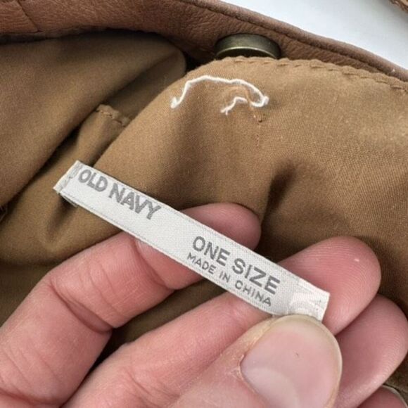 Vintage Y2K Old Navy Leather Large Tan Satchel hobo Bag Purse Single Strap Boho - Picture 10 of 13